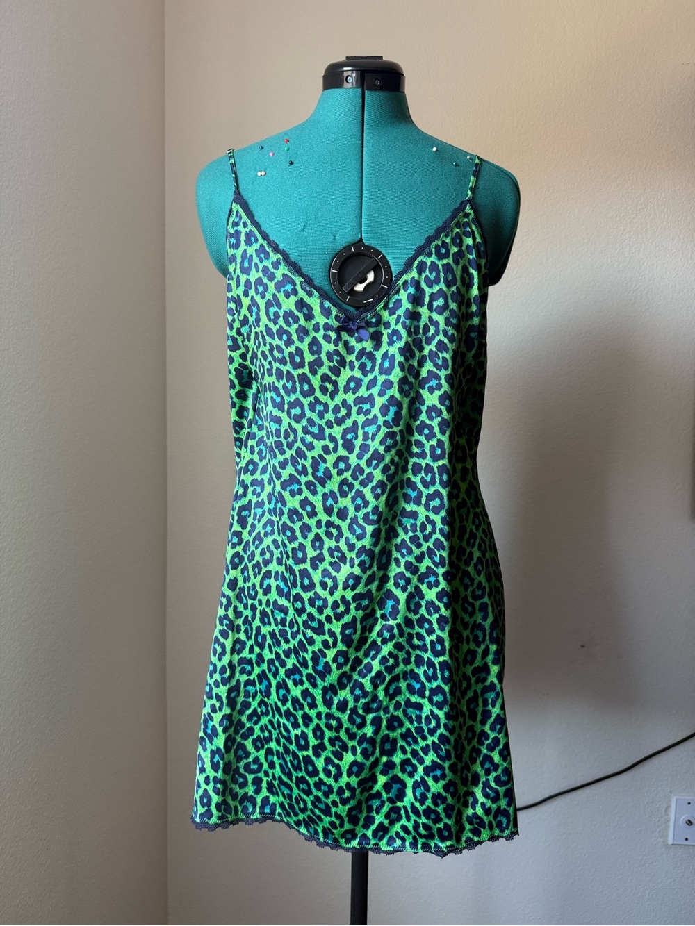 Savage X Fenty Green and Blue Animal Print Slip